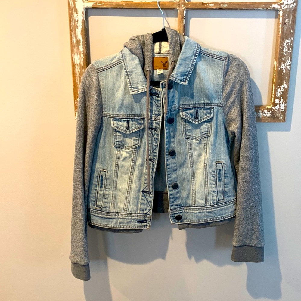 American Eagle Hooded Jean Jacket
